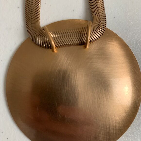 Vintage Gold-Tone Statement Necklace – 17” Snake Chain with Large Round Pendant - Picture 10 of 13